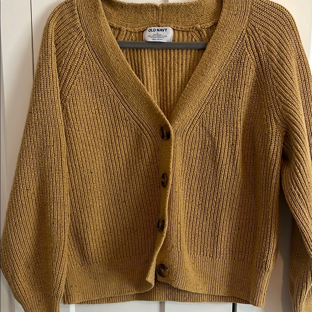 Old Navy Yellow Cardigan Sweater V-Neck Cropped